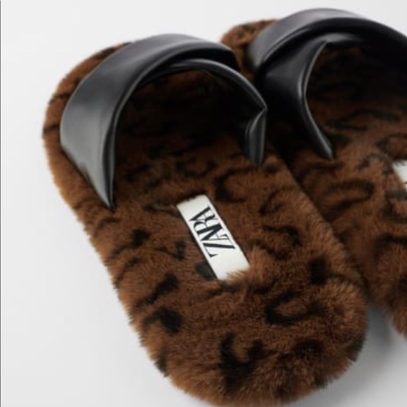 🆕Last Zara Faux Fur Animal Print Slide Sandals - Picture 4 of 5